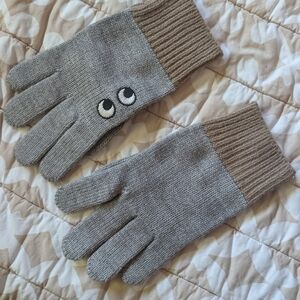Anya Hindmarch X Uniqlo Gray and Brown Knit Gloves